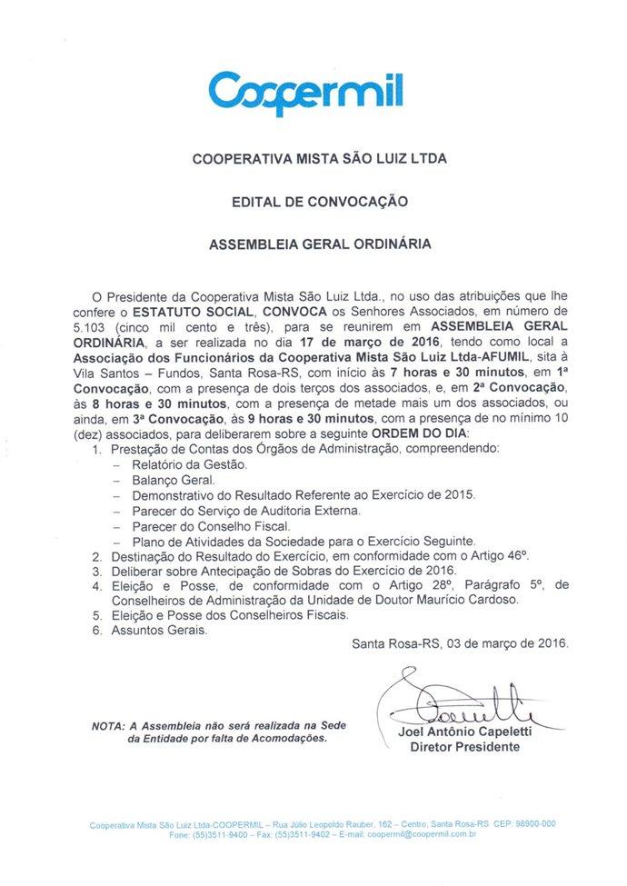 Edital - Assembleia Geral Ordinária