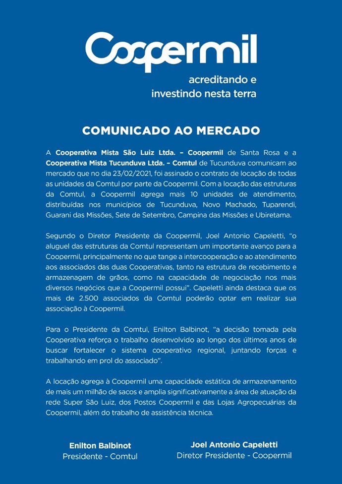 COMUNICADO AO MERCADO