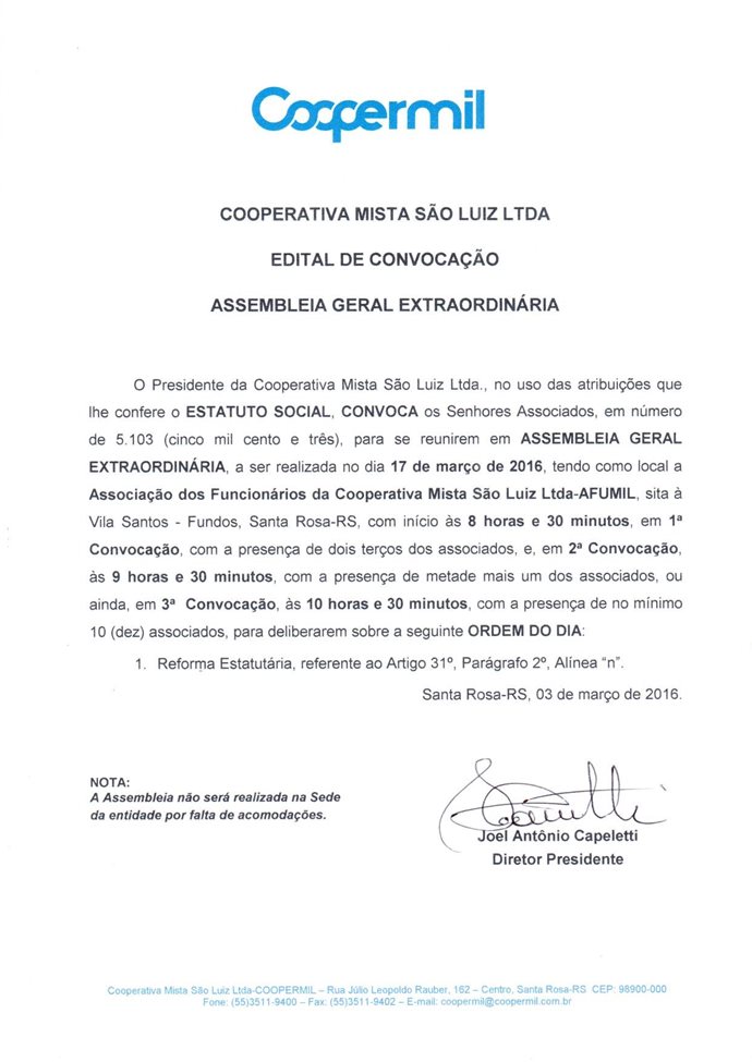 Edital - Assembleia Geral Extraordinária