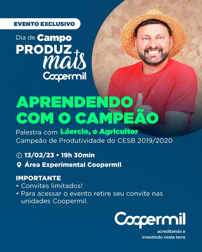 Coopermil anuncia evento para o Dia de Campo Produz Mais, edição 2023