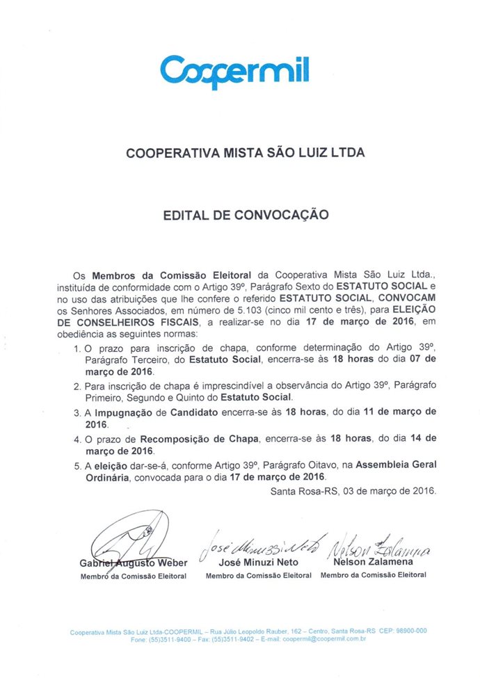 Edital - Eleição do Conselho Fiscal