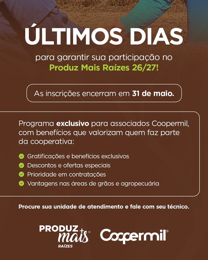 Programa Produz Mais Raízes está com inscrições abertas