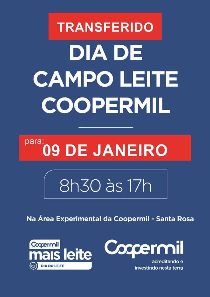 Dia de Campo Leite transferido para 09/01/2019