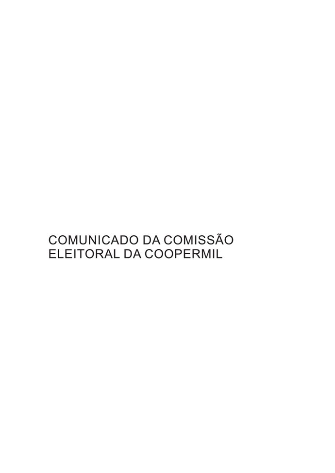 COMUNICADO DA COMISSÃO ELEITORAL DA COOPERMIL