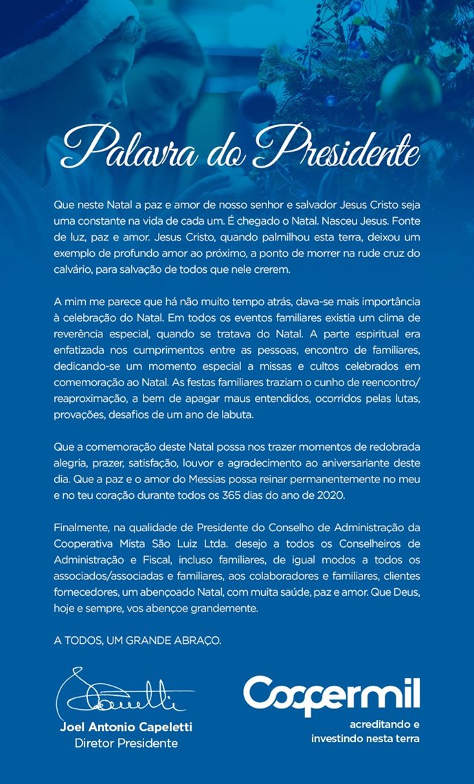PALAVRA DO PRESIDENTE NATAL 2019